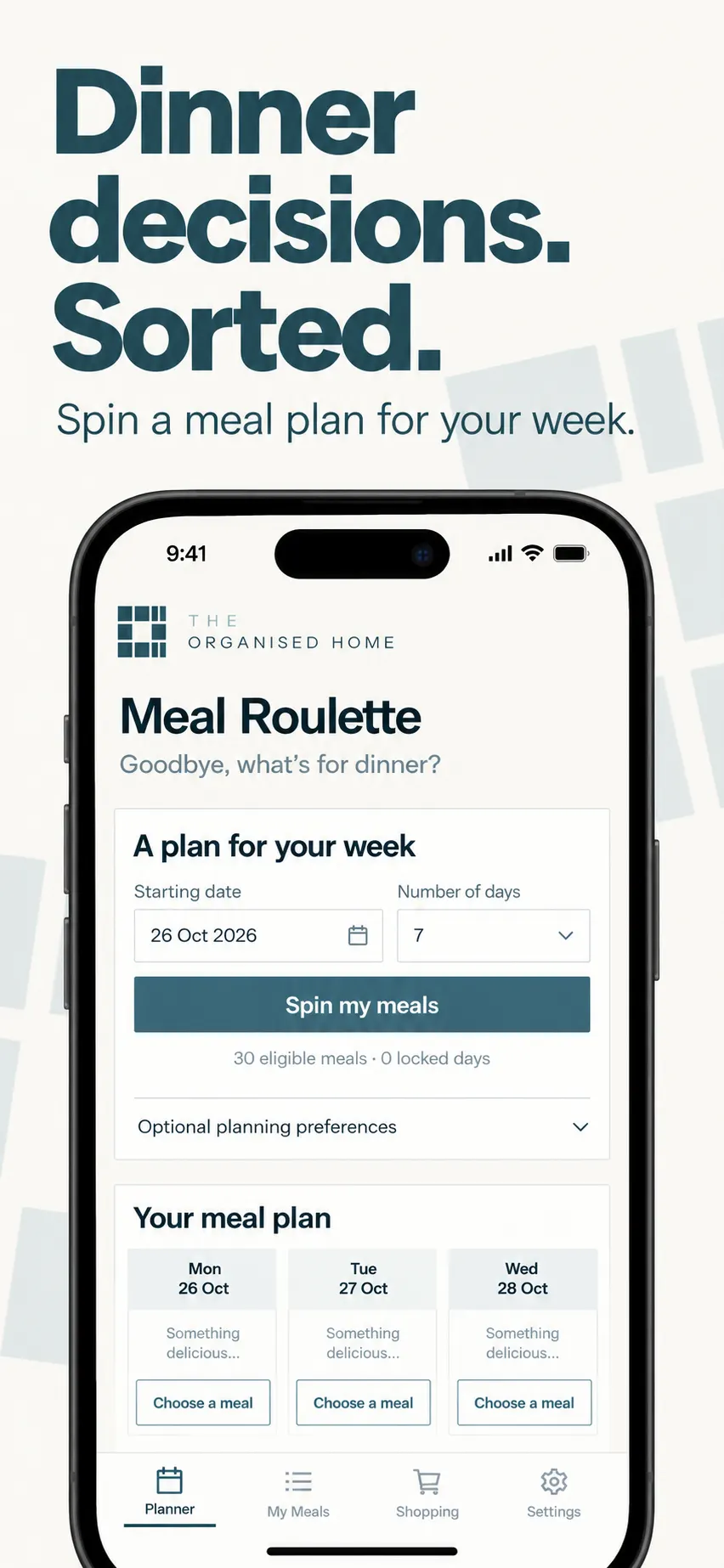 Placeholder alt. Dinner decisions sorted