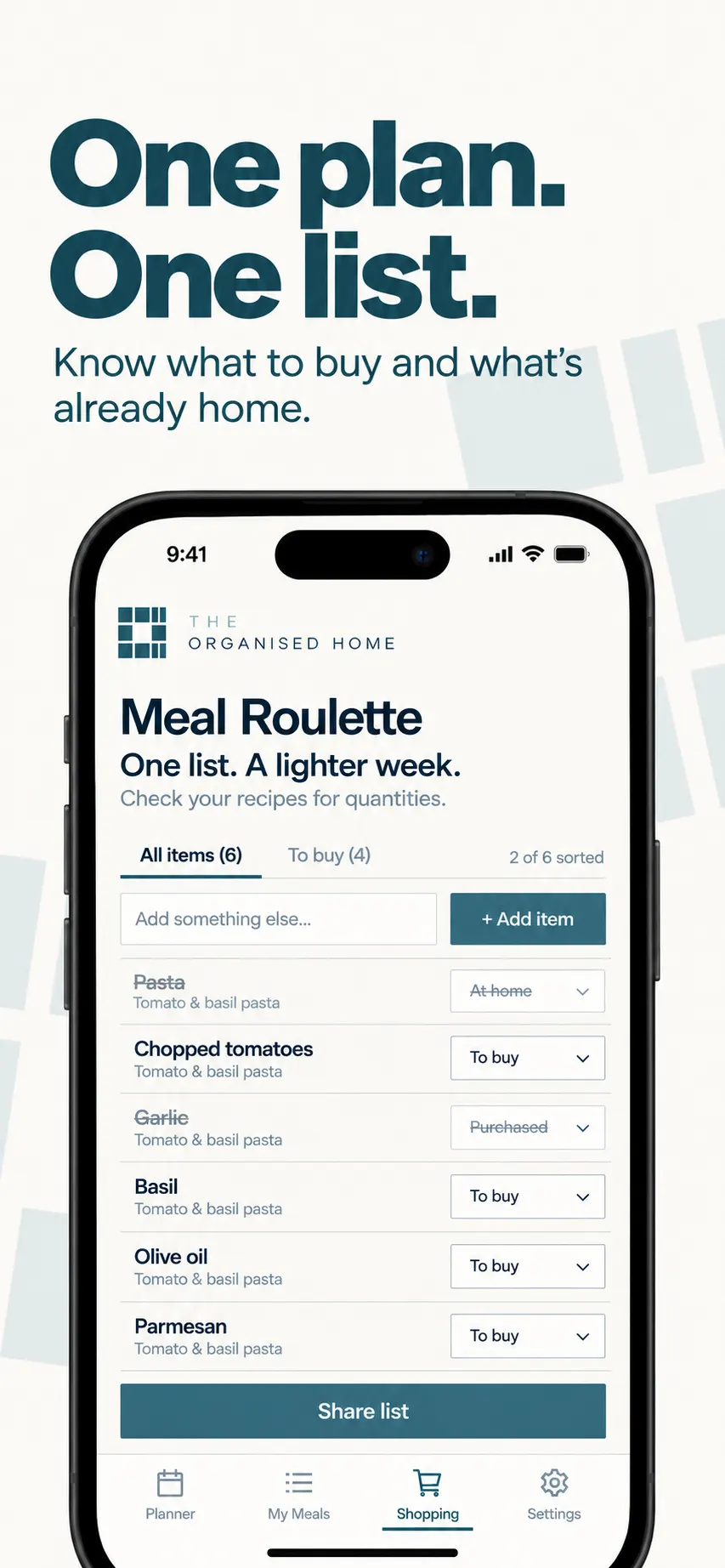 Placeholder alt. One plan, one list