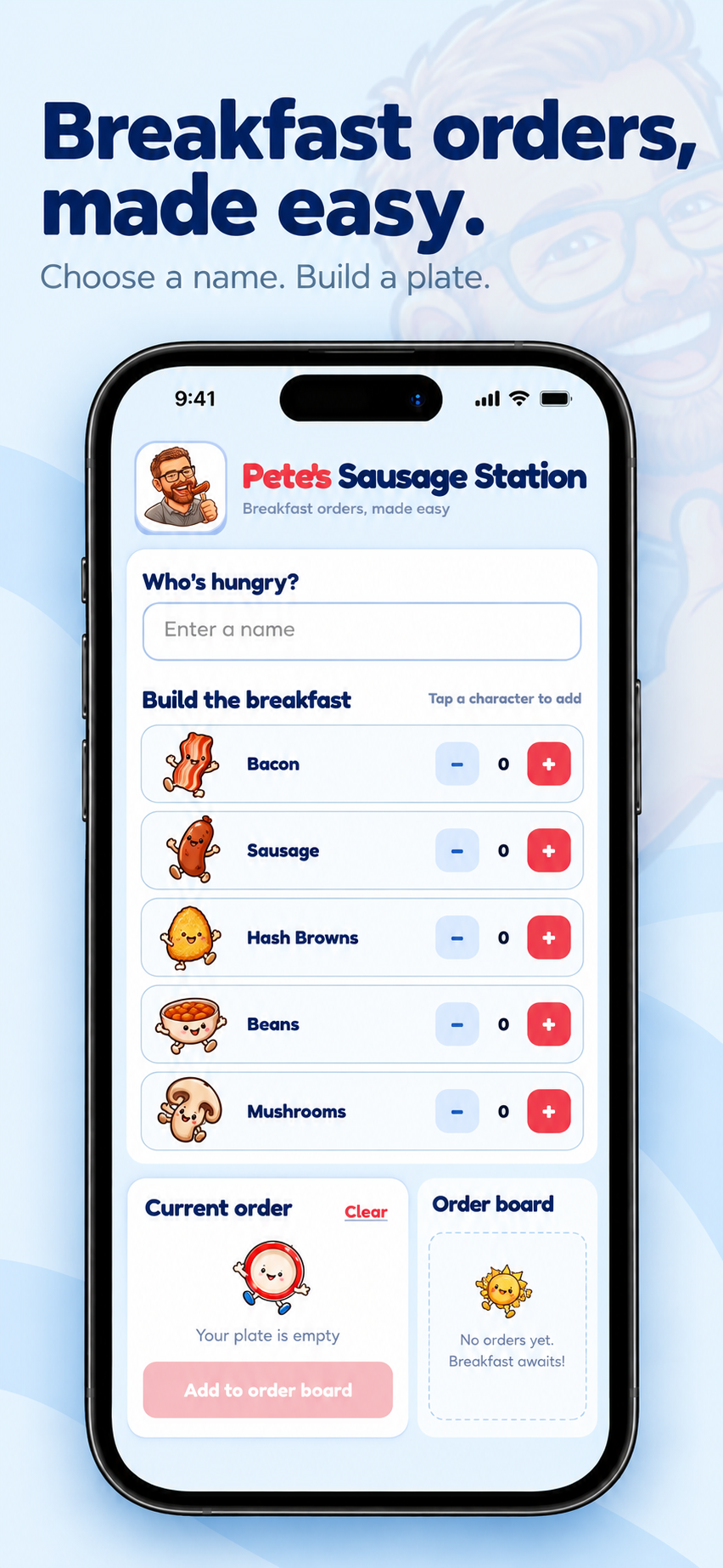 Pete's Sausage Station breakfast builder